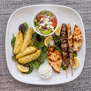 Souvlaki Combo Pork and Chicken Platter