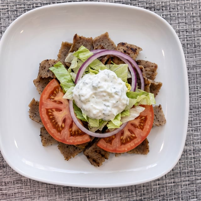 Lamb and Beef Gyro Sandwich.