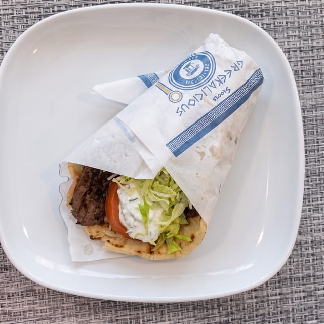 Filet Mignon Souvlaki Sandwich.