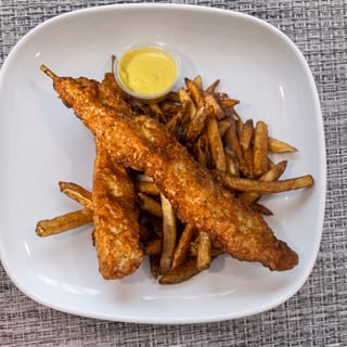 Crispy Chicken Souvlaki with Fries
